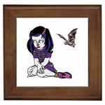 Goth Girl and Bat Framed Tile