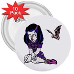 Goth Girl and Bat 3  Button (10 pack)
