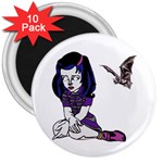 Goth Girl and Bat 3  Magnet (10 pack)
