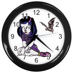 Goth Girl and Bat Wall Clock (Black)