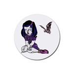 Goth Girl and Bat Rubber Coaster (Round)