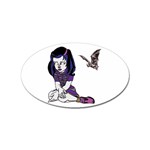 Goth Girl and Bat Sticker Oval (100 pack)