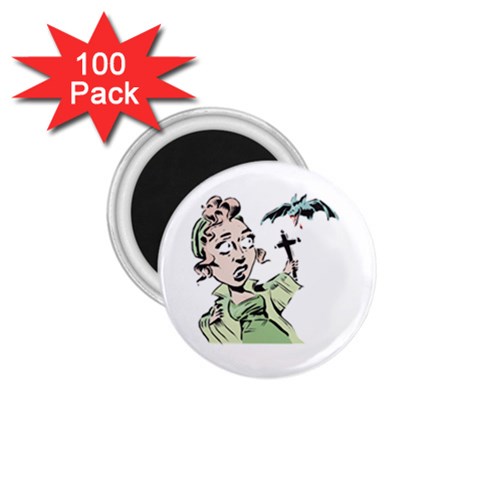 Scared Woman Holding Cross 1.75  Magnet (100 pack)  from UrbanLoad.com Front