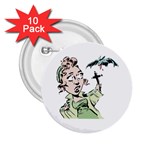 Scared Woman Holding Cross 2.25  Button (10 pack)