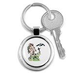 Scared Woman Holding Cross Key Chain (Round)