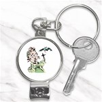 Scared Woman Holding Cross Nail Clippers Key Chain