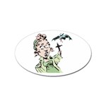 Scared Woman Holding Cross Sticker (Oval)