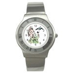 Scared Woman Holding Cross Stainless Steel Watch