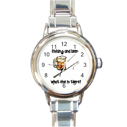fishing and beer what else is there Round Italian Charm Watch from UrbanLoad.com Front