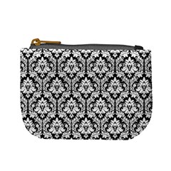 Black & White Damask Pattern Mini Coin Purse from UrbanLoad.com Front
