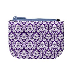 Royal Purple Damask Pattern Mini Coin Purse from UrbanLoad.com Front