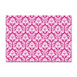 White On Hot Pink Damask A4 Sticker 100 Pack