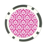 White On Hot Pink Damask Poker Chip