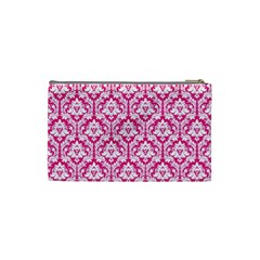 Hot Pink Damask Pattern Cosmetic Bag (Small) from UrbanLoad.com Back