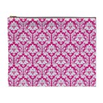 Hot Pink Damask Pattern Cosmetic Bag (XL)