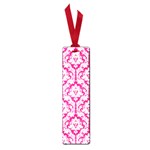 White On Hot Pink Damask Small Bookmark