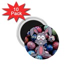 Easter Egg Bunny Treasure 1.75  Button Magnet (10 pack)