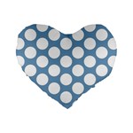 Blue Polkadot 16  Premium Heart Shape Cushion 