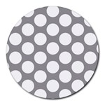 Grey Polkadot 8  Mouse Pad (Round)
