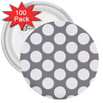 Grey Polkadot 3  Button (100 pack)