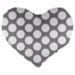 Grey Polkadot 19  Premium Heart Shape Cushion