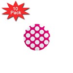 Pink Polkadot 1  Mini Button Magnet (10 pack)