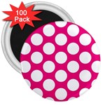 Pink Polkadot 3  Button Magnet (100 pack)