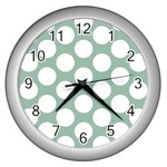 Jade Green Polkadot Wall Clock (Silver)