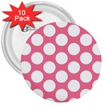 Pink Polkadot 3  Button (10 pack)
