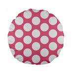 Pink Polkadot 15  Premium Round Cushion 