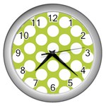 Spring Green Polkadot Wall Clock (Silver)