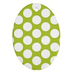 Spring Green Polkadot Oval Ornament (Two Sides)