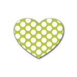 Spring Green Polkadot Drink Coasters 4 Pack (Heart) 