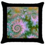 Rose Forest Green, Abstract Swirl Dance Black Throw Pillow Case