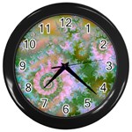 Rose Forest Green, Abstract Swirl Dance Wall Clock (Black)