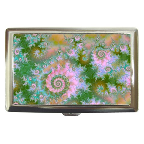 Rose Forest Green, Abstract Swirl Dance Cigarette Money Case from UrbanLoad.com Front