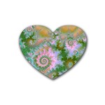 Rose Forest Green, Abstract Swirl Dance Drink Coasters 4 Pack (Heart) 