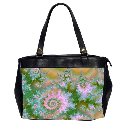 Rose Forest Green, Abstract Swirl Dance Oversize Office Handbag (Two Sides) from UrbanLoad.com Front