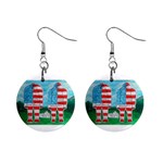 2 Painted U,s,a,flag Big Foots Mini Button Earrings