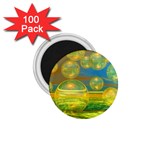 Golden Days, Abstract Yellow Azure Tranquility 1.75  Button Magnet (100 pack)