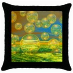 Golden Days, Abstract Yellow Azure Tranquility Black Throw Pillow Case