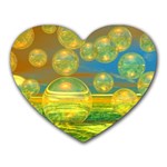 Golden Days, Abstract Yellow Azure Tranquility Mouse Pad (Heart)