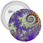 Sea Shell Spiral, Abstract Violet Cyan Stars 3  Button