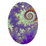Sea Shell Spiral, Abstract Violet Cyan Stars Oval Ornament