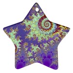 Sea Shell Spiral, Abstract Violet Cyan Stars Star Ornament
