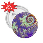 Sea Shell Spiral, Abstract Violet Cyan Stars 2.25  Button (100 pack)