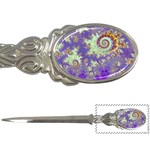 Sea Shell Spiral, Abstract Violet Cyan Stars Letter Opener