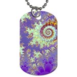 Sea Shell Spiral, Abstract Violet Cyan Stars Dog Tag (One Sided)