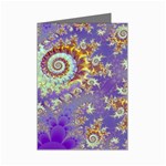 Sea Shell Spiral, Abstract Violet Cyan Stars Mini Greeting Card (8 Pack)