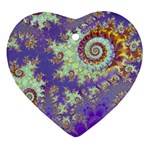 Sea Shell Spiral, Abstract Violet Cyan Stars Heart Ornament (Two Sides)